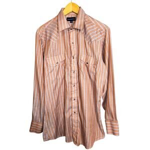 Vintage Pan Handle Slim Mens Pearl Snap Long Sleeve Western Shirt M Burnt Orange